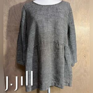 J.Jill Linen Babydoll Top Olive Green L